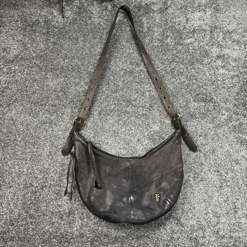 Frye Melissa Crescent Hobo Bag‎ Slouchy Shoulder Bag Brown Genuine Leather